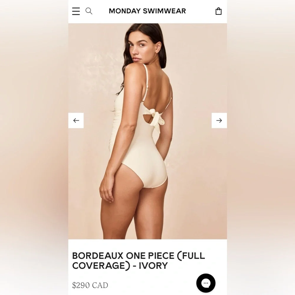 New Monday Swimwear Size VVV BORDEAUX ONE PIECE (FULL COVERAGE) - IVORY Swimsuit - Picture 2 of 10